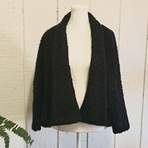 JERRY MANN OF CALIFORNIA Women's Vintage Thick Black Cropped Lined Wool Coat